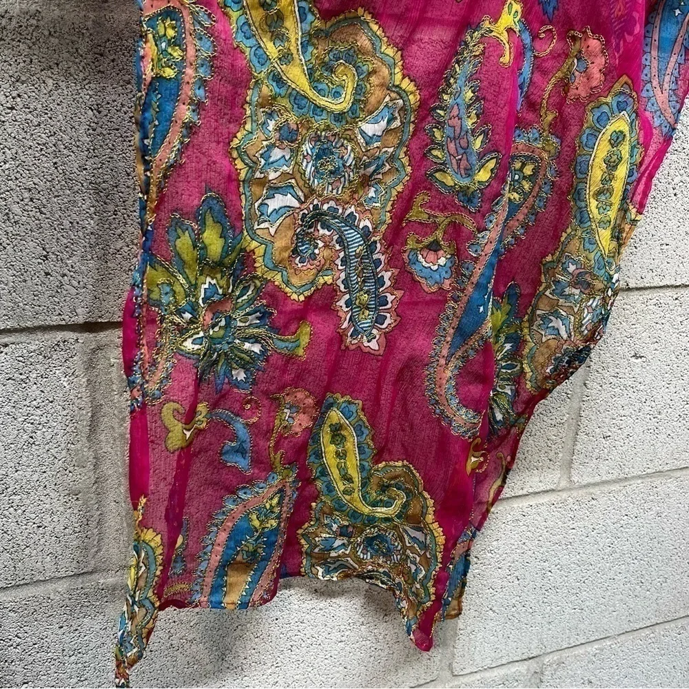 Pink And Gold Paisley Scarf